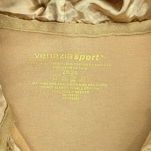 Venezia Sport Hoodie Woman 26/28 Beige Full Zip Satin Lined FleeceTrimmed Hood - Picture 4 of 5