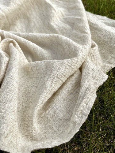 Neutral Hemp Organic Cotton Sile Cloth Fabric | Natural Beige, Undyed, 2 Yards - Picture 13 of 17