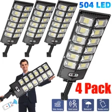 4 Pack Commercial Solar Street Light Outdoor Dusk to Dawn Super Bright Road Lamp