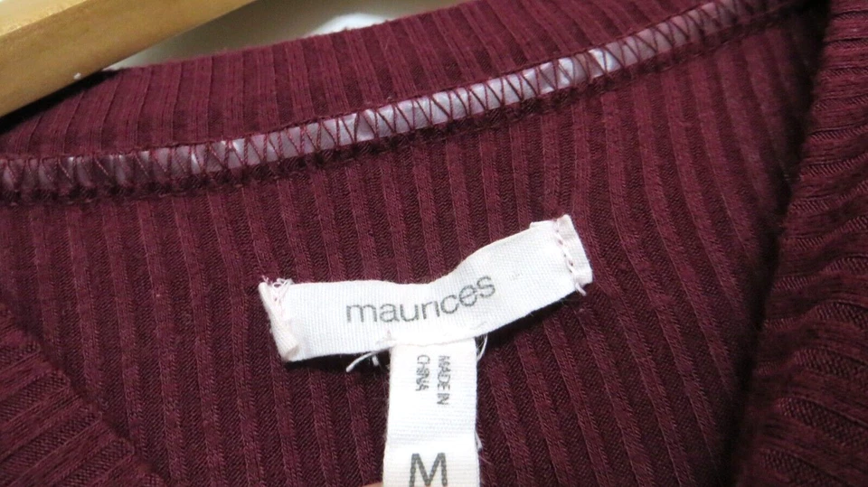 Camisa Maurices para mujer mediana roja borgoña suéter como mangas transparentes a lunares Foto 2 de 4