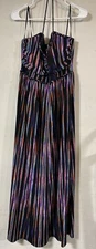 City Chic Dress Women (14) Rainbow Strip Strapless Maxi Dress W/structured “v”