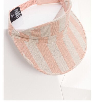 Monroe Pink Visorby Brixton OSFA Brixton Monroe Visor Pink Cream Striped Canvas Elastic Back  main image 3