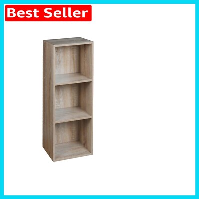 Klassisches Bücherregal aus Holz mit 3 Regalböden in antiker Eiche   vielseitige Aufbewahrungslösung