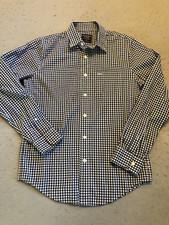 Abercrombie  Fitch Shirt Men's Medium Navy Blue Checker Long Sleeve Button Up