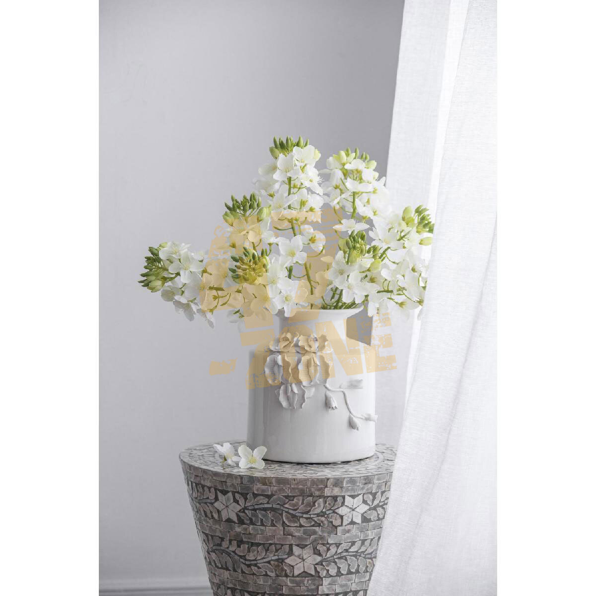 Ceramic Seaford Floral Pot Vase White Indoor Outdoor Tabletop Home