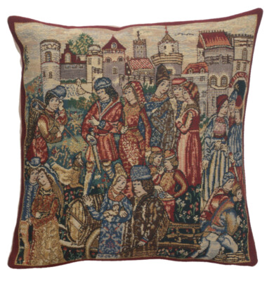 Wine Merchants II Belgian Tapestry Cushion Cover 16x16 in Throw Pillow