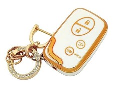 Key Fob Cover for Lexus with Keychain Car Key Case Protector Compatible White