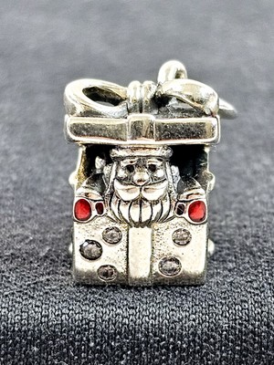 Pandora Santa In A Gift Box Red S925 ALE Retired Charm Cubic Zirconia Authentic 