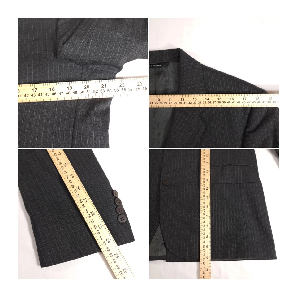 Structure Men's Blazer Jacket 38R Gray Pinstripe 3 Button 100% Wool Business - Image 4 of 4