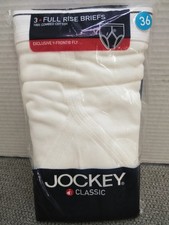 VTG 2004 Jockey Men's SIZE-36 Full Rise Y-Front Fly White Brief Underwear 3PK 