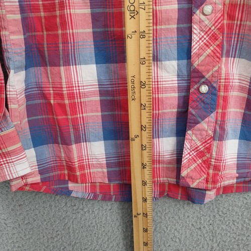Wrangler Shirt Boy Size XL Orange Plaid Pearl Snap Retro Western Cowboy Rodeo - Picture 9 of 10