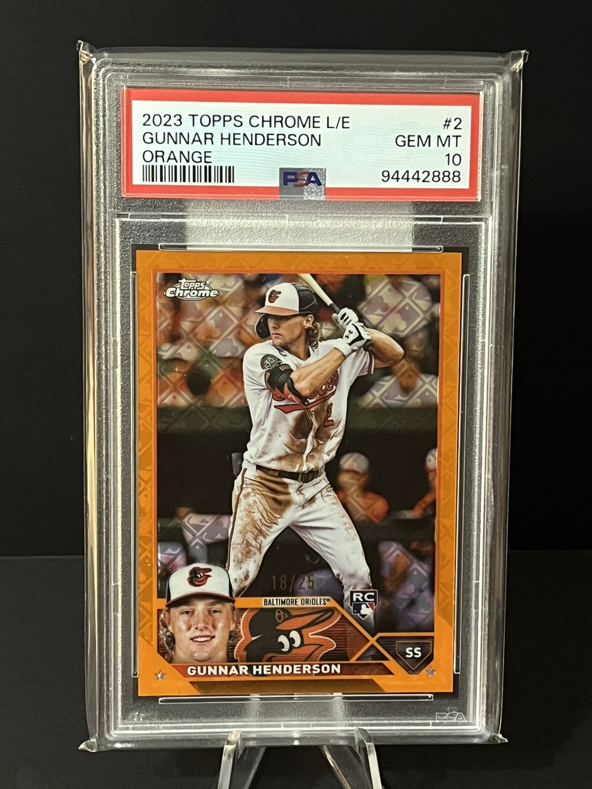 2023 GUNNAR HENDERSON TOPPS CHROME LOGOFRACTOR ORANGE REFRACTOR /25 PSA 10 RC