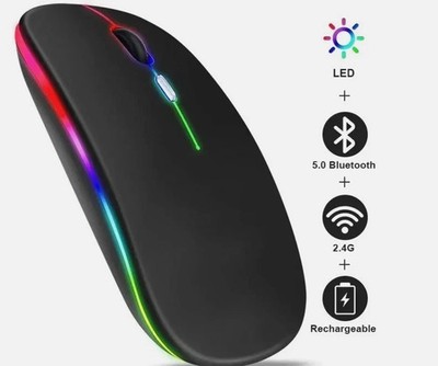 RGB LED kabellose Maus wiederaufladbar optisch leise Mäuse USB für PC Laptop UK