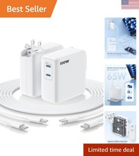 MacBook Pro 100W USB-C Charger: Includes 2 Fast Charging Cables, Foldable Design