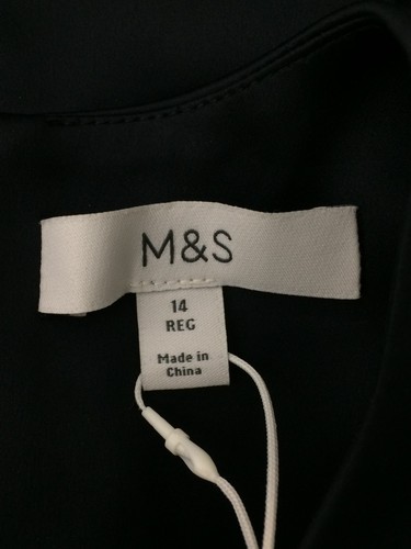 M&S Women's Mini Shift Dress Size 14 Black Satin Rhinestone Crew Neck Zip New F1 - Picture 8 of 12