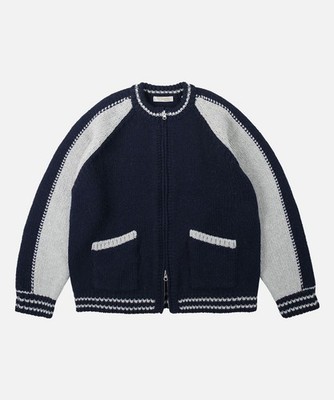 FrizmWORKS Wool varsity zip up cardigan /Navy/ Cardigan/ S~L/ Men
