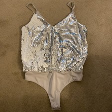 LOVERS FRIENDS EVER FLIPPABLE SEQUINS BODYSUIT LINED SNAP CLOSURE SIZE XXS