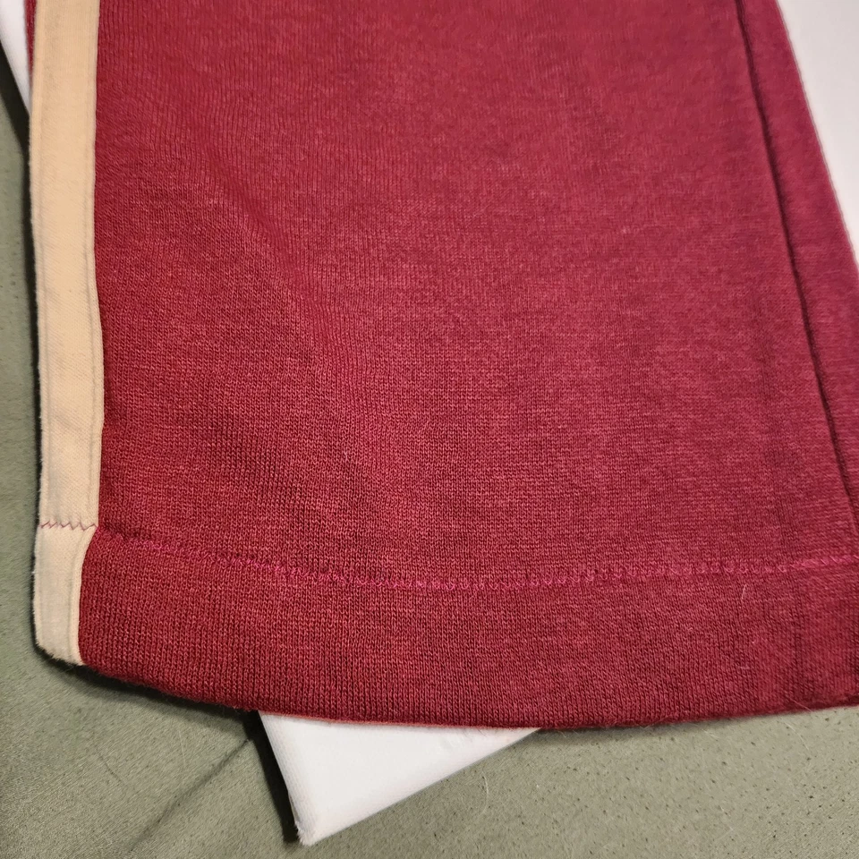 Calça de moletom vintage anos 80 malha borgonha vermelha faixa listras b menino feita nos EUA - Imagem 4 de 4