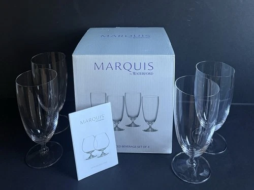 Vtg WATERFORD Crystal Marquis Iced Tea Beverage Glasses Set of 4 Made In Germany