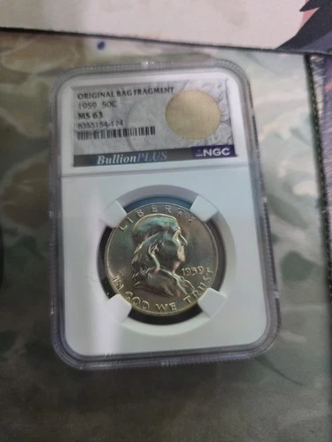 1959 Franklin Half Dollar Original Bag Fragment MS63 NGC *5461
