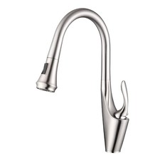 Single Handle Pull Out Kitchen Faucet, Stainless Steel 1 Hole Brushed Nickel