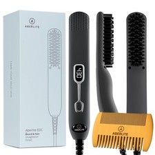 Aberlite EDC - Beard Straightener Brush for Men - Professional Straightening Too