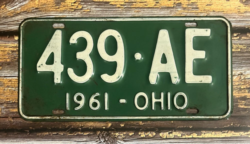 1961 Ohio License Plate 439-AE