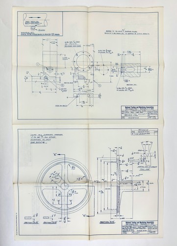 35"x22.5" Tool, Die & Precision Machining TP 110-113 Double-Sided Blueprint 1964