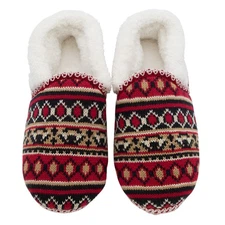 Canyon Sky Women's Sedona Red Knit Slippers with Sherpa Lining, US Size 7