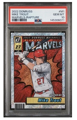 PSA 10 GEM MINT 2022 DONRUSS MARVELS RAPTURE MIKE TROUT