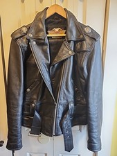 Harley Davidson Black Leather Riding Jacket Excellent Womens Size Medium Wide