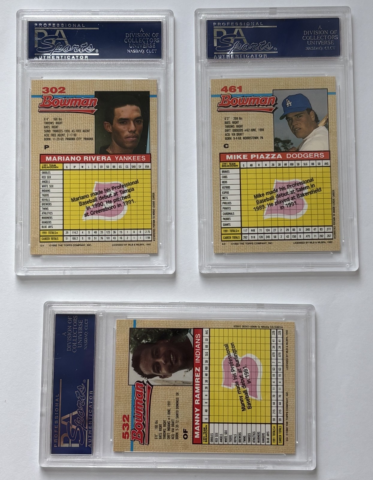 1992 Bowman Baseball Set  ***HIGH GRADE ***(Rivera RC PSA 9, top stars high PSA) view 2