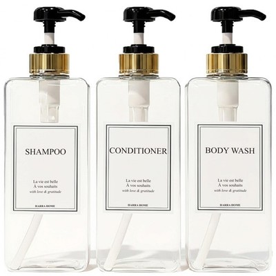 Modern Gold Design Shampoo and Conditioner Dispenser, Large 27oz Shower Soap ...