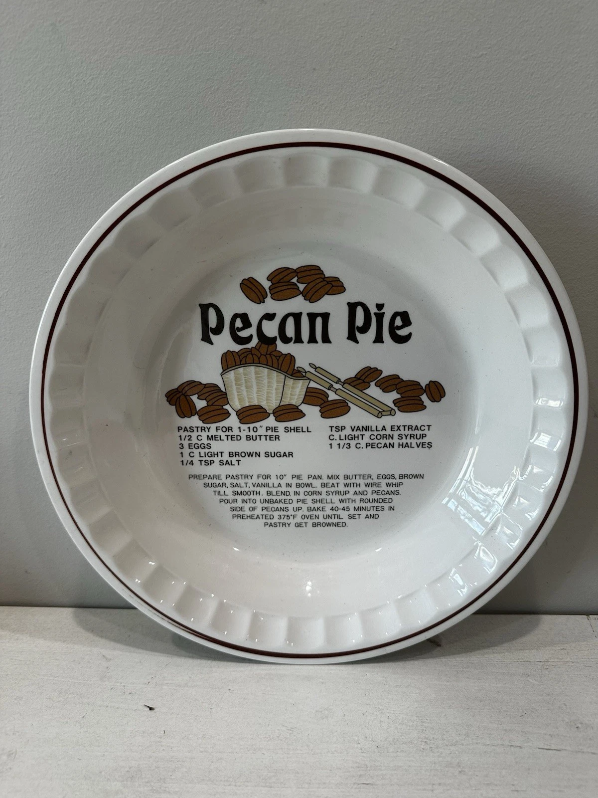 Hankook Vintage Pie Dish With Pecan Pie Recipe Country Granny Rustic, Korea