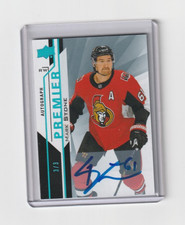 208-19 UD PREMIER #9 MARK STONE AUTO SIGNATURE 3/3 HARD SIGNED OTTAWA SENATORS
