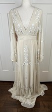 BHLDN Anthropologie NWT Size 18 Embroidered Beaded Ivory Formal Maxi Gown