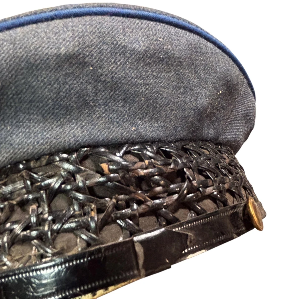 Vintage Holland Hat Cap Woven Leather Braided Police Miltary Navy - Image 2 of 4