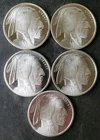 Lot of Five Golden State Mint 1oz Silver Buffalo Rounds