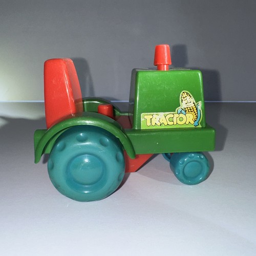 Vintage Playmates Little People Spielzeug Traktor Rollen grün rot blau 4" lang Kunststoff - Bild 5 von 7