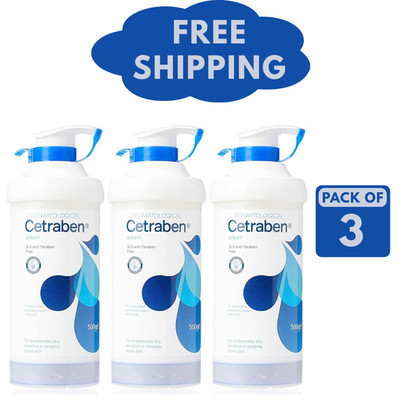 Cetraben Emollient Cream 500g Pump Moisturiser Dry Skin Relief-PACK OF 3
