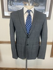 RAG BONE TAILORED WORKWEAR WOOL GRAY WINDOWPANE TRIPLE PATCH POCKET BLAZER 42