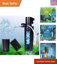 Dual-Chamber U-V Aquarium Filter, 4-in-1 Submersible Fish Tank Filter for 20-...