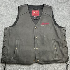 Indian Motorcycle Black Leather Vest Men  s 2XL Jacket Streetwear