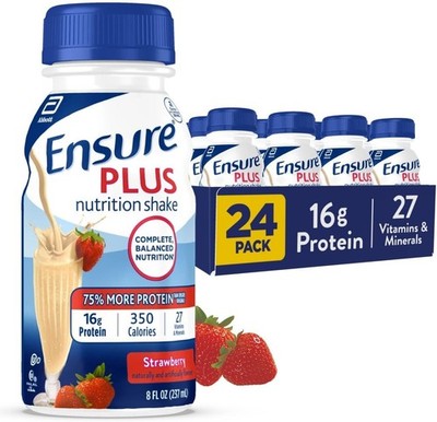 Ensure Plus Strawberry Nutrition Shake  Meal Replacement Shake 8 fl oz - 24 Pack
