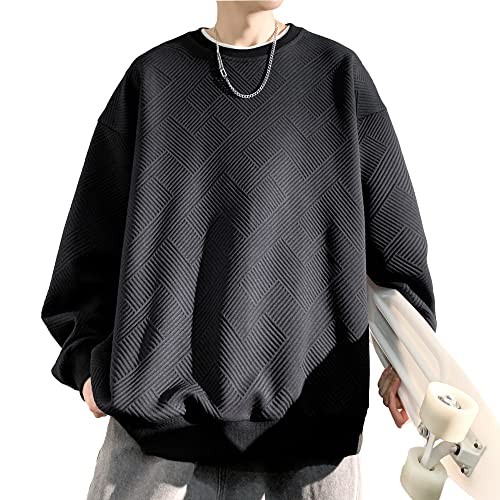 Culeevp Men's Long Sleeve Sweatshirt, Plus Sizes, Solid Waffle Print, St New