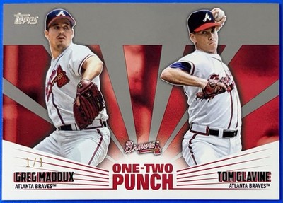 2023 Topps One Two Punch Platinum #d 1/1, Greg Maddux & Tom Glavine, Braves Wow!