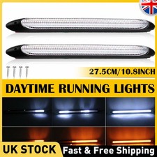 2X 27.5CM Amber White Dynamic Flexible LED DRL Turn Signal Strip For Headlight