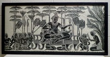 Large Rubbing of Khmer Temple / Angkor Wat Relief Suryavarman on Throne 40x20