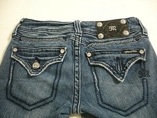 MISS ME Denim Women's Rhinestone Stretchable Low Rise Skinny Blue Jeans 25