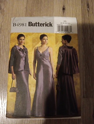 Butterick B4981 Misses' Evening Dress & Jacket Sz 6-12 New Uncut  Factory-Folded | eBay